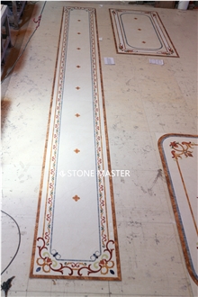Water-Jet Marble Stone Inlay Medallion Corridor Stunning
