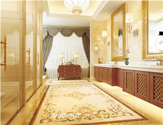 Waterjet Marble Inlay Carpet Medallion Floor Stone