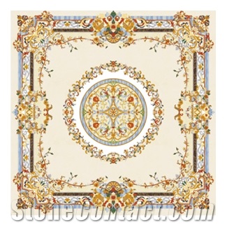 Waterjet Marble Inlay Carpet Medallion Floor Stone