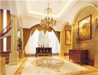 Waterjet Marble Inlay Carpet Medallion Floor Stone