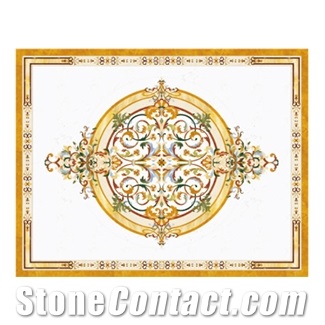 Waterjet Marble Inlay Carpet Medallion Floor Stone