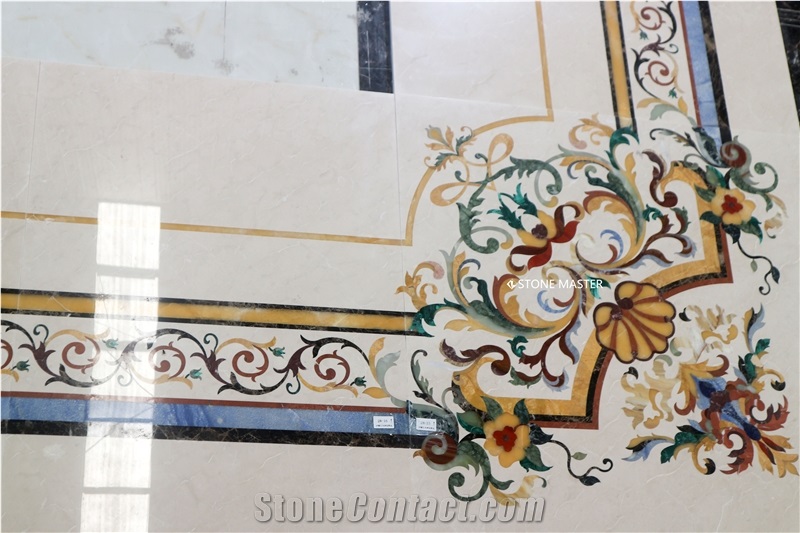Waterjet Marble Inlay Medallion Classic Carpet Floor