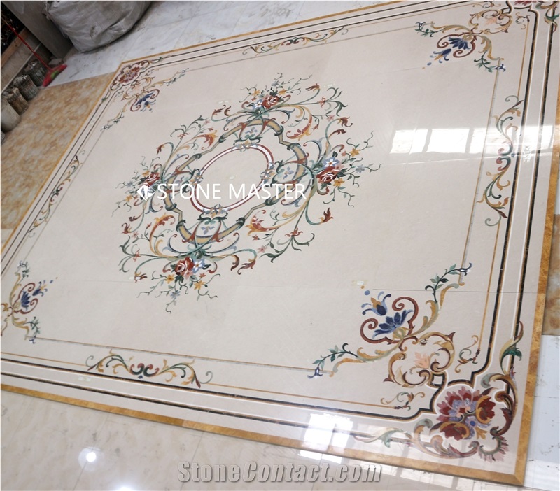 Waterjet Marble Inlay Medallion Classic Carpet Floor