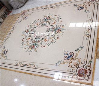 Waterjet Marble Inlay Medallion Classic Carpet Floor