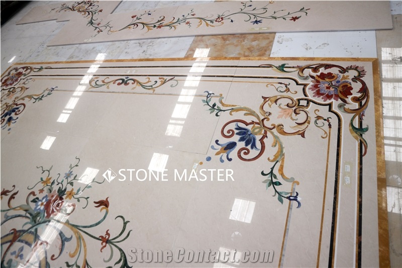 Waterjet Marble Inlay Medallion Classic Carpet Floor