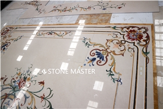 Waterjet Marble Inlay Medallion Classic Carpet Floor