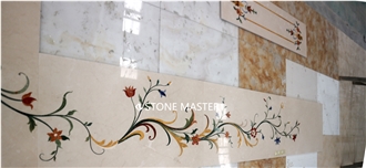 Waterjet Marble Inlay Medallion Classic Carpet Floor