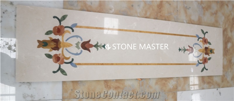 Waterjet Marble Inlay Medallion Classic Carpet Floor