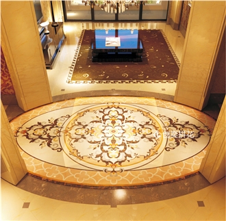 Waterjet Marble Inlay Medallion Classic Floor Composited
