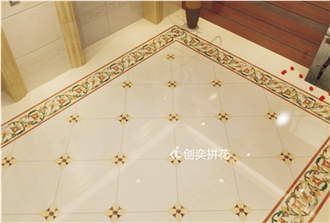 Waterjet Marble Inlay Medallion Corridor Floor