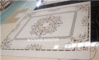Waterjet Marble Inlay Medallion Flower Floor Villa Carpet