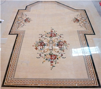 Waterjet Marble Inlay Medallion Flower Floor Villa Hotel