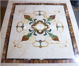 Waterjet Marble Inlay Medallion Small Staircase Entrance