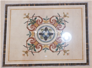 Waterjet Marble Inlay Medallion Small Staircase Entrance