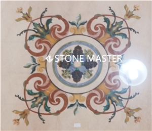 Waterjet Marble Inlay Medallion Small Staircase Entrance