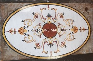 Waterjet Marble Inlay Medallion Small Staircase Entrance