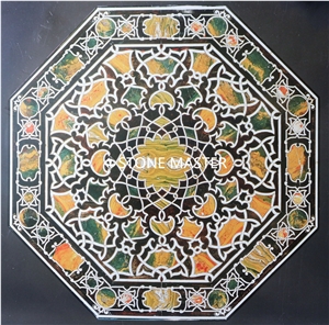 Waterjet Marble Inlay Medallion Small Staircase Entrance