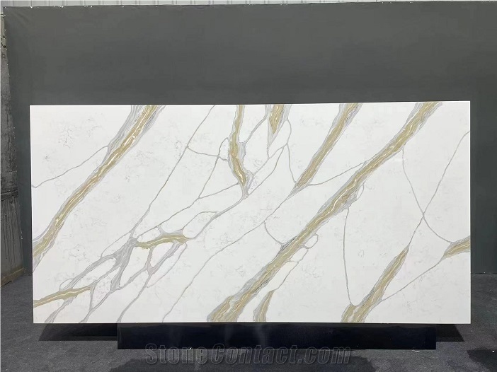 Artificial Stone Calacatta Gold Quartz Slabs For Wall Tile