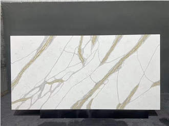 Artificial Stone Calacatta Gold Quartz Slabs For Wall Tile