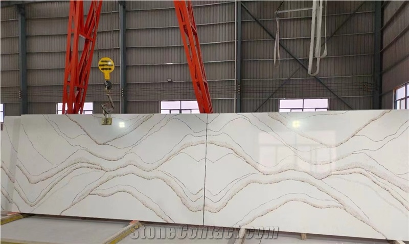 Artificial Stone Calacatta Gold Quartz Slabs For Wall Tile