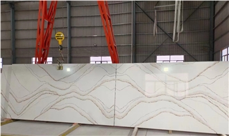 Artificial Stone Calacatta Gold Quartz Slabs For Wall Tile