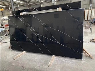 Artificial Stone Calacatta Marble Series Black Quartz Slabs