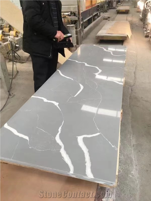 Artificial Stone Calacatta Marble Series Black Quartz Slabs