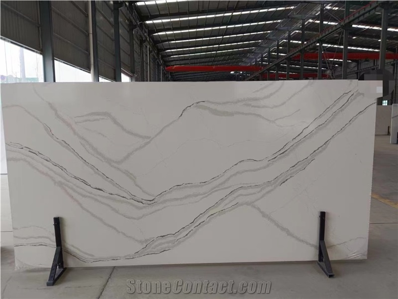 Artificial Stone Calacatta White Quartz Slabs For Wall