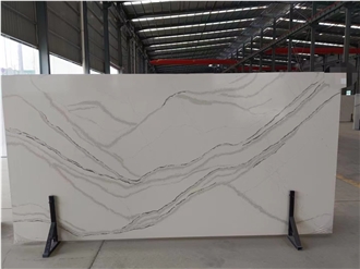 Artificial Stone Calacatta White Quartz Slabs For Wall