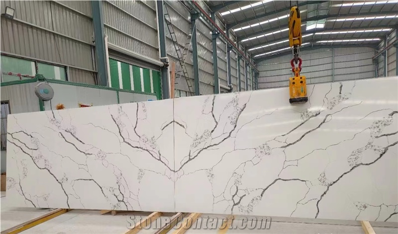 Artificial Stone Calacatta White Quartz Slabs For Wall