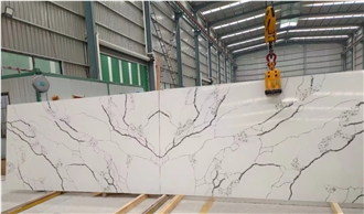 Artificial Stone Calacatta White Quartz Slabs For Wall