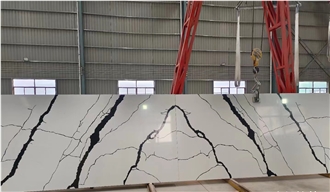 Artificial Stone Calacatta White Quartz Slabs For Wall
