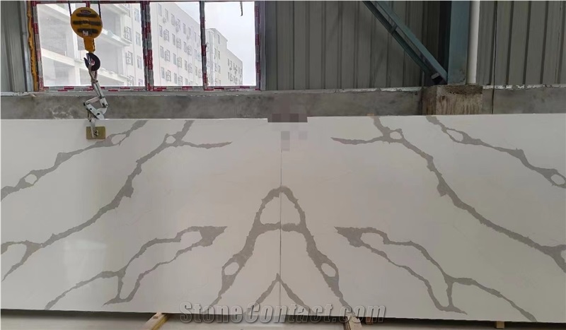 Artificial Stone Calacatta White Quartz Slabs For Wall