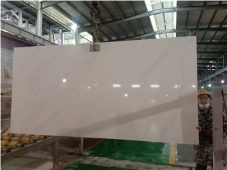 Artificial Stone Grey Veins White Quartz Slabs For Wall