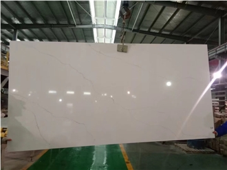 Artificial Stone Grey Veins White Quartz Slabs For Wall