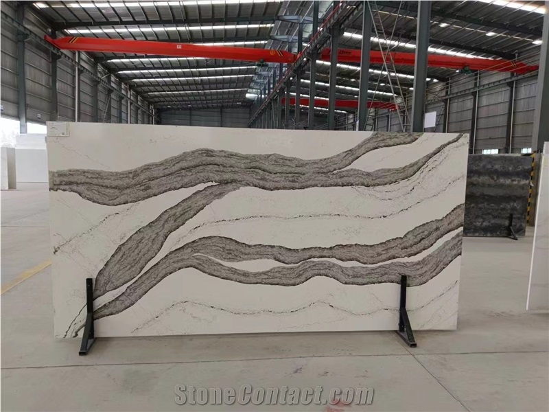 Artificial Stone Patagonia White Quartz Slabs For Wall Tile