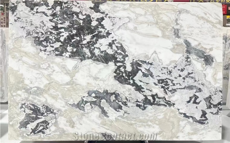 Grey Veins Oyster White Marble  Slab For Floor Tiles Wall