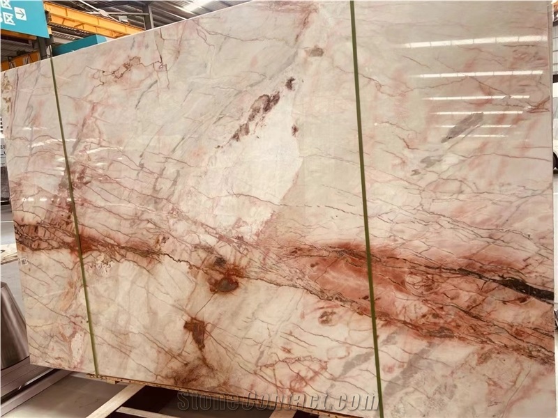 Luxury Cristallo Pink Quartzite Slab For Wall Floor Tiles