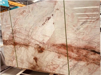Luxury Cristallo Pink Quartzite Slab For Wall Floor Tiles