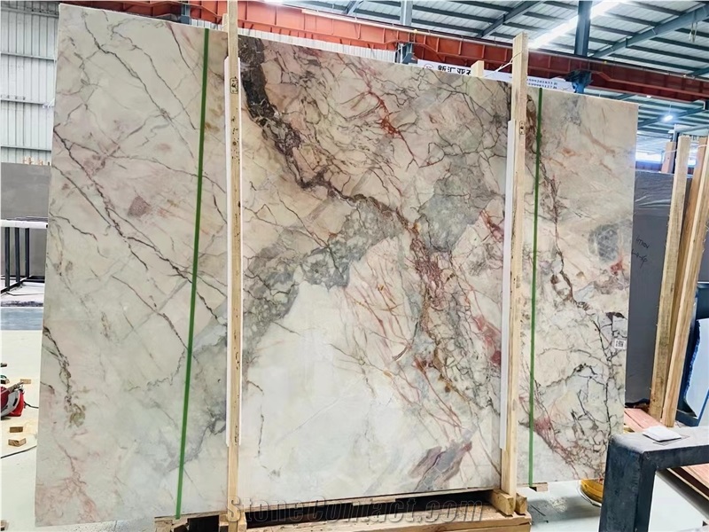 Luxury Cristallo Pink Quartzite Slab For Wall Floor Tiles