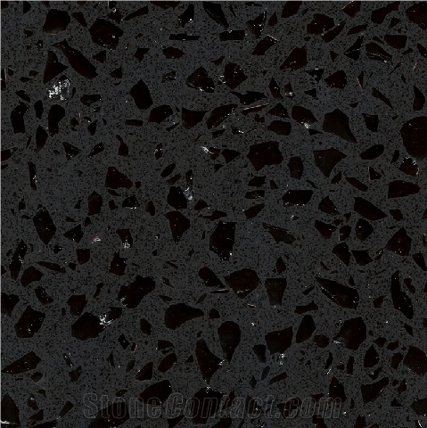 Black Mirror Sparkle Quartz Slabs