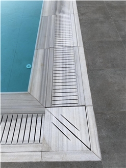 White Marble Pool Deck Drain Terrace Pavers