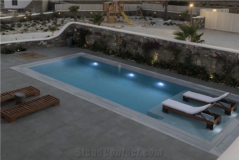 White Marble Pool Deck Drain Terrace Pavers