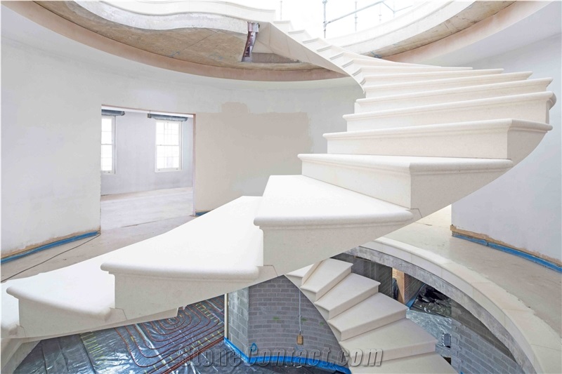 White Limestone Custom Design Spiral Staircase