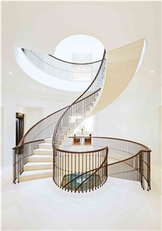 White Limestone Custom Design Spiral Staircase