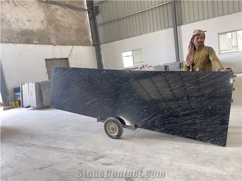 Black Marquino Silver Valley Granite Slabs