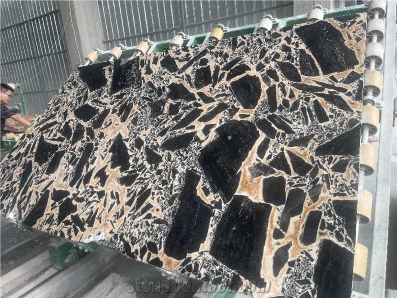 Bulgari Gold Slab Marble Tiles 240Upx120upx1.8Cm