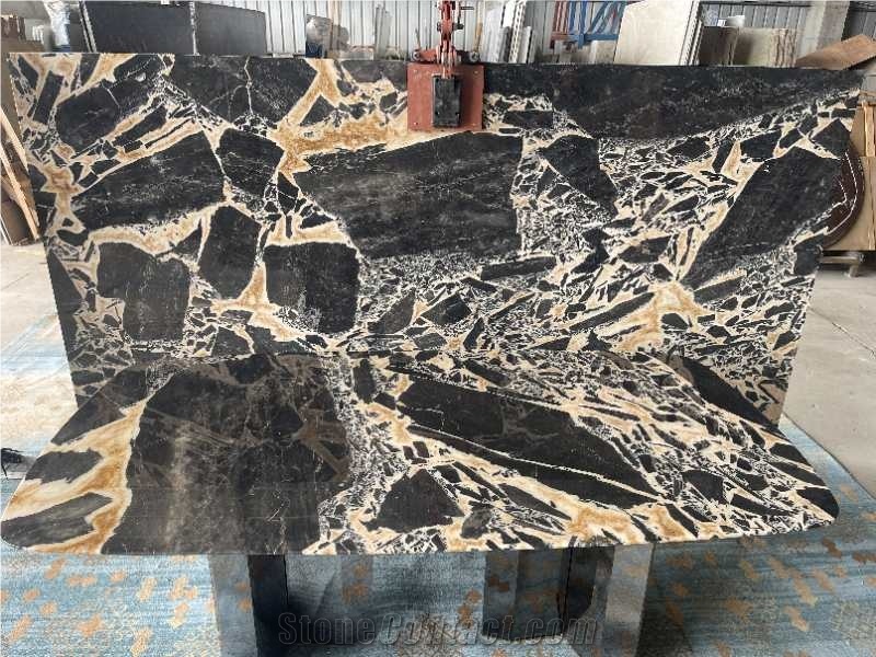 Bulgari Gold Slab Marble Tiles 240Upx120upx1.8Cm