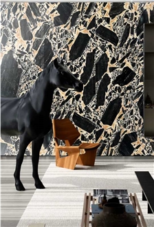 Bulgari Gold Slab Marble Tiles 240Upx120upx1.8Cm