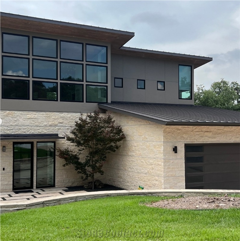 Texas White Limestone Ashlar Stone Castle Rock Veneer